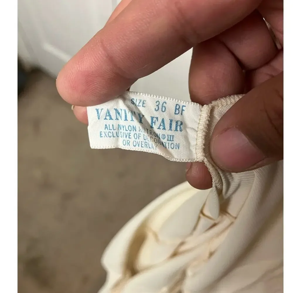 Vanity Fair Vintage Full Slip Lingerie Beige Nylon Size 36 BF